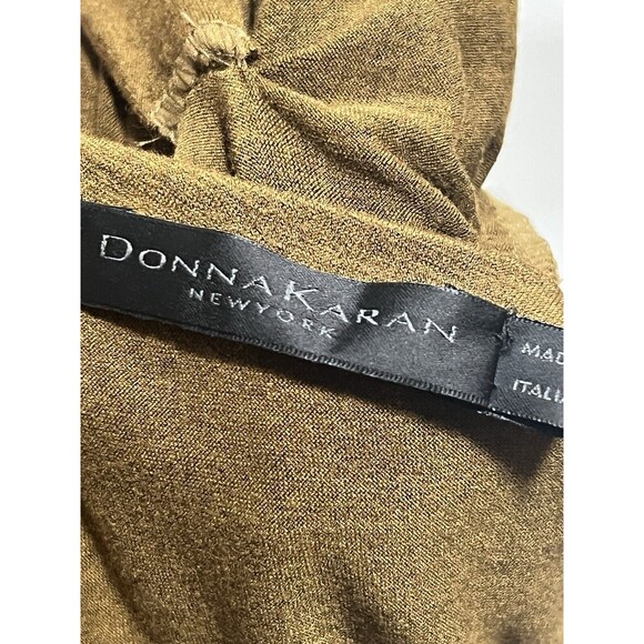 Donna Karen New York Dress Khaki Jersey Draped Layered M Goddess Look - Picture 9 of 9
